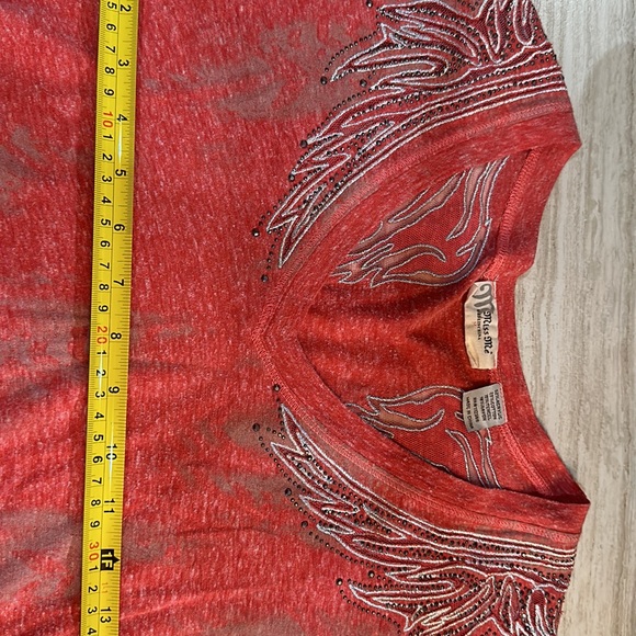 Women’s Miss Me Angel Wings tee shirt with lace and silver stud - Picture 9 of 11